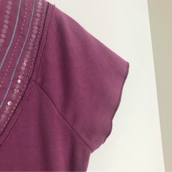 5/$25 Boden T-shirt 12 Pink Embellished Unique Stitching Raw Hem Short Sleeve - Picture 3 of 8